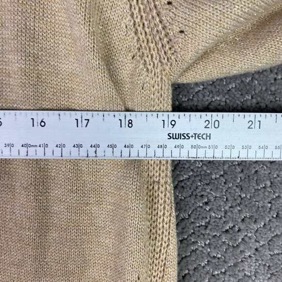 Lilly Pulitzer Open Front Cardigan Sweater Women's Small Gold Metallic Cashmere - Picture 10 of 13